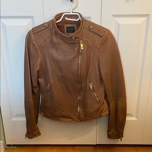 Zara Tan 100% Leather Jacket